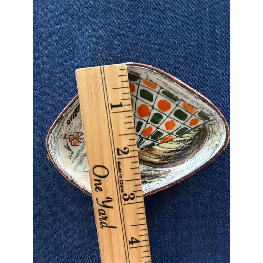 Vintage Italian Coccio Ceramic Trinket Dish, Shows Stylish Girl in Scarf, Signed